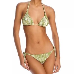 Aqua String Triangle Bikini - Top and Bottom Set - Olive Multi - L